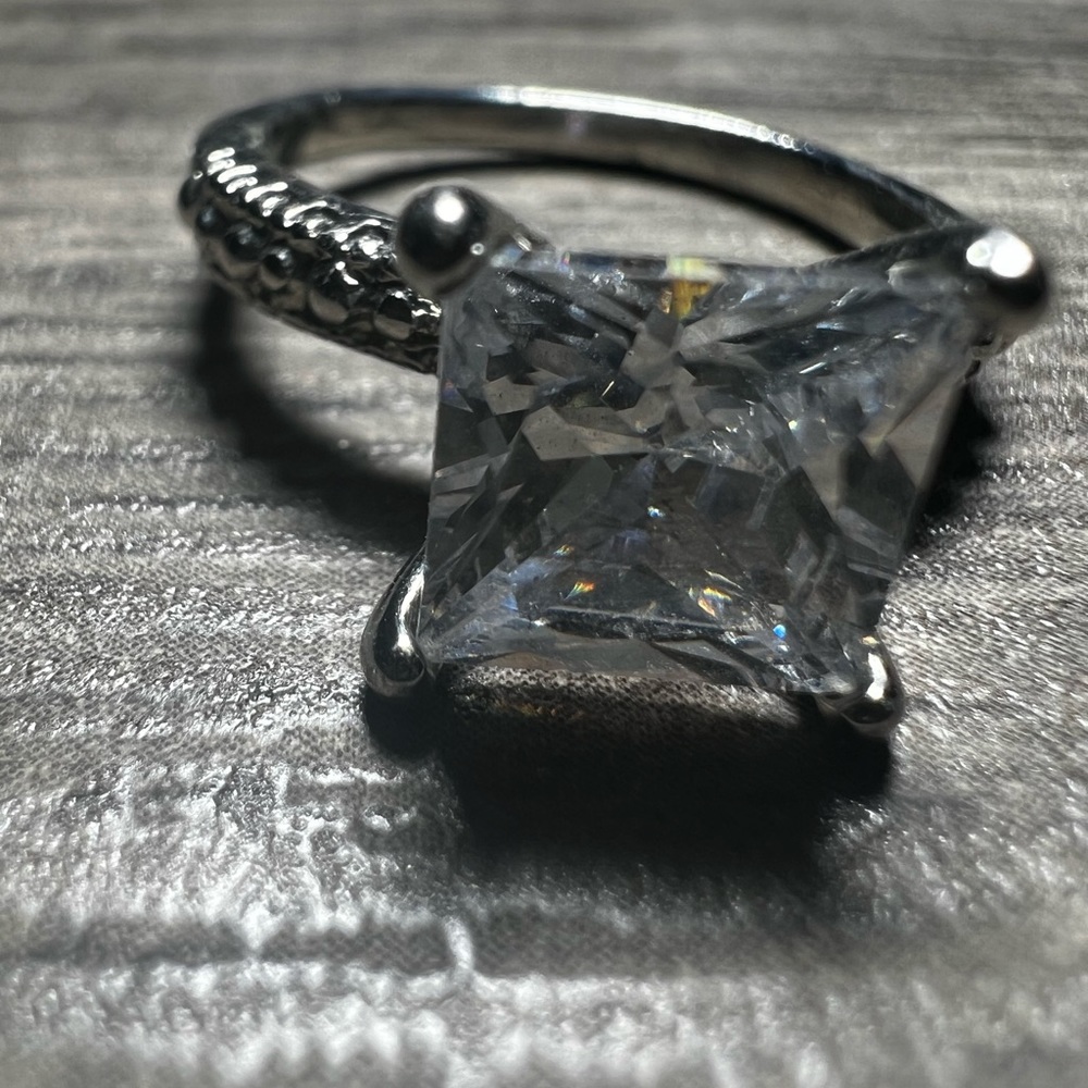 Plated Squared shaped CZ stone ring